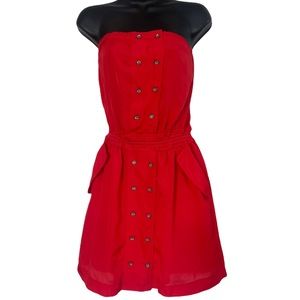 BCBGeneration Red Strapless Dress with Pockets